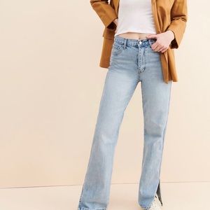 Urban Outfitters Grey Lab Side Slit Straight Leg Jeans (Midrise)